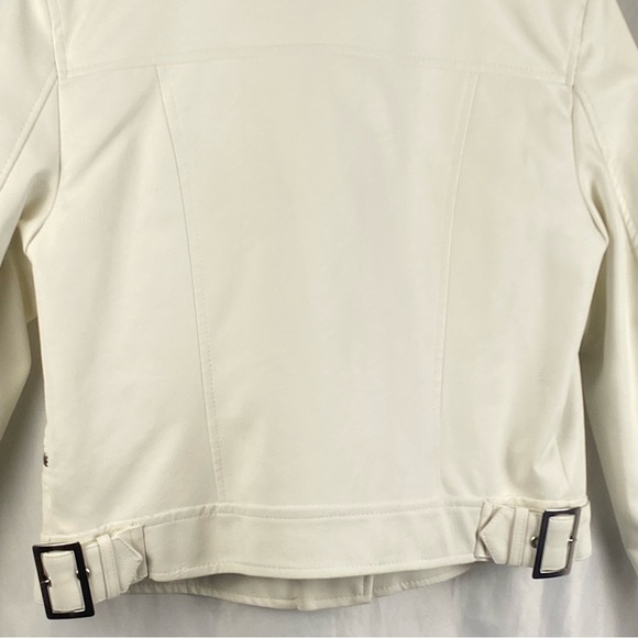 Love Tree White Vegan Leather Moto Zipper Jacket Size Large - Picture 14 of 16